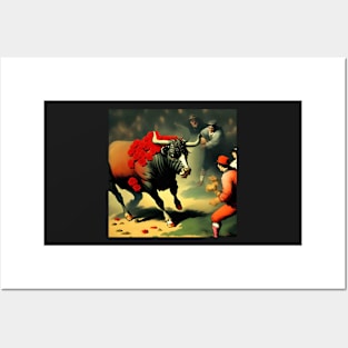 Bull Fight Painting Vibrant Mother Mom Art Gift Floral Posters and Art